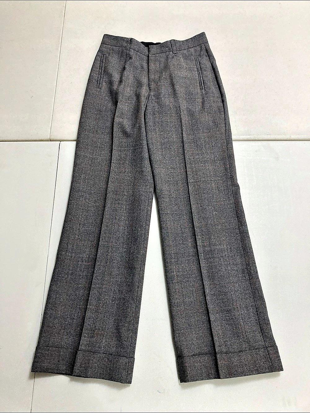 Club Monaco Plaid Wide Leg Wool Blend Trousers Size 6